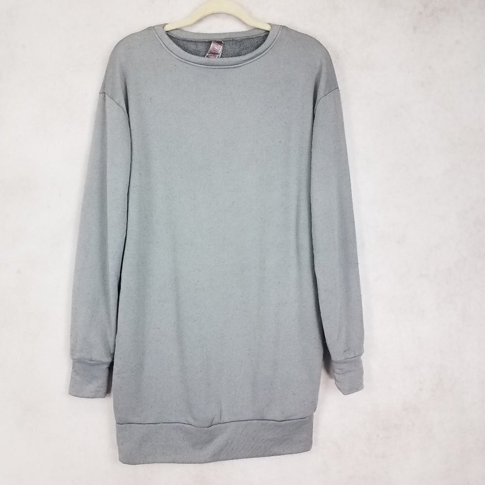 American Twist Sweatshirt Dress Long sleeve Gray Distressed Worn Fleece Womens S